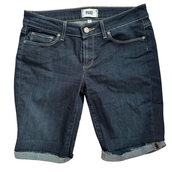 PAIGE DENIM JEAN  SHORTS WOMENS  SZ 27 KAYLA DARK DENIM - Picture 1 of 4